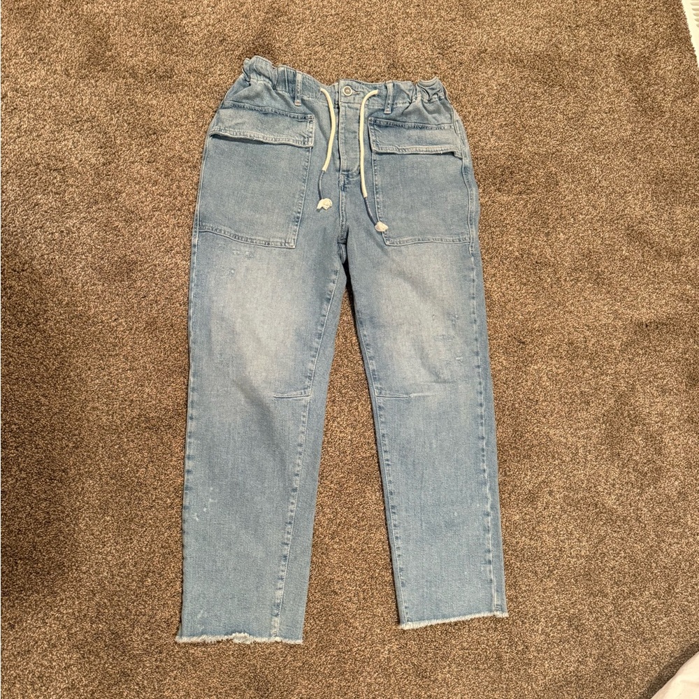 GUC FP Sky Blue Casual Drawstring, Denim Pants